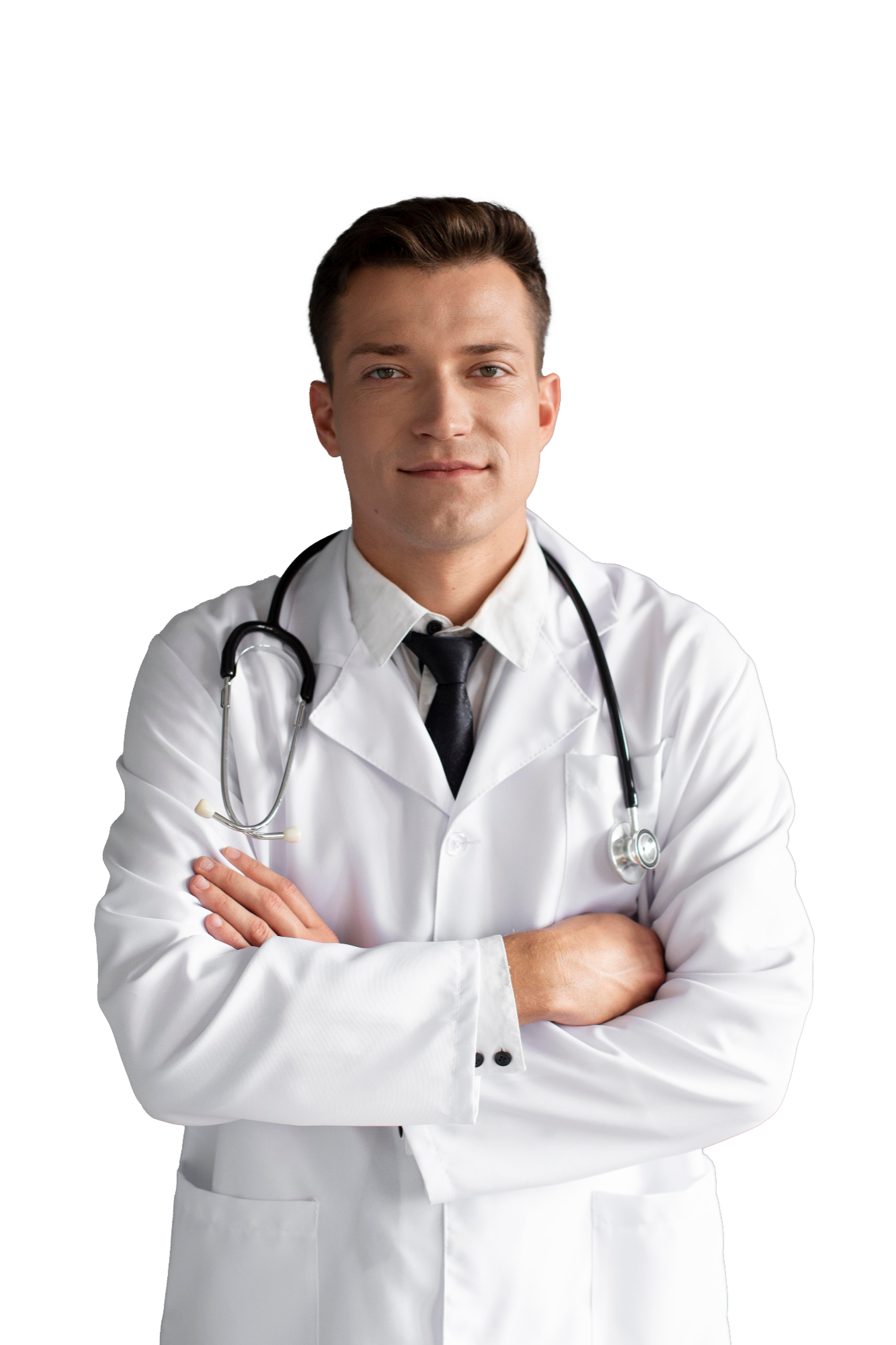 Médica sorrindo com estetoscópio